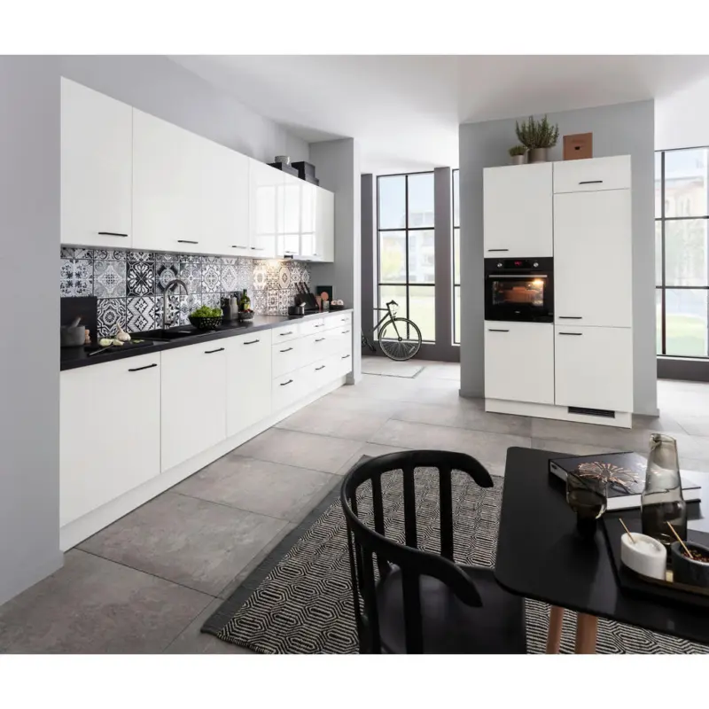 K&uuml;chenleerblock 360/120 cm in Schwarz, Wei&szlig; Hochglanz