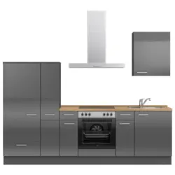 K&uuml;chenblock 270 cm in Eichefarben, Schieferfarben