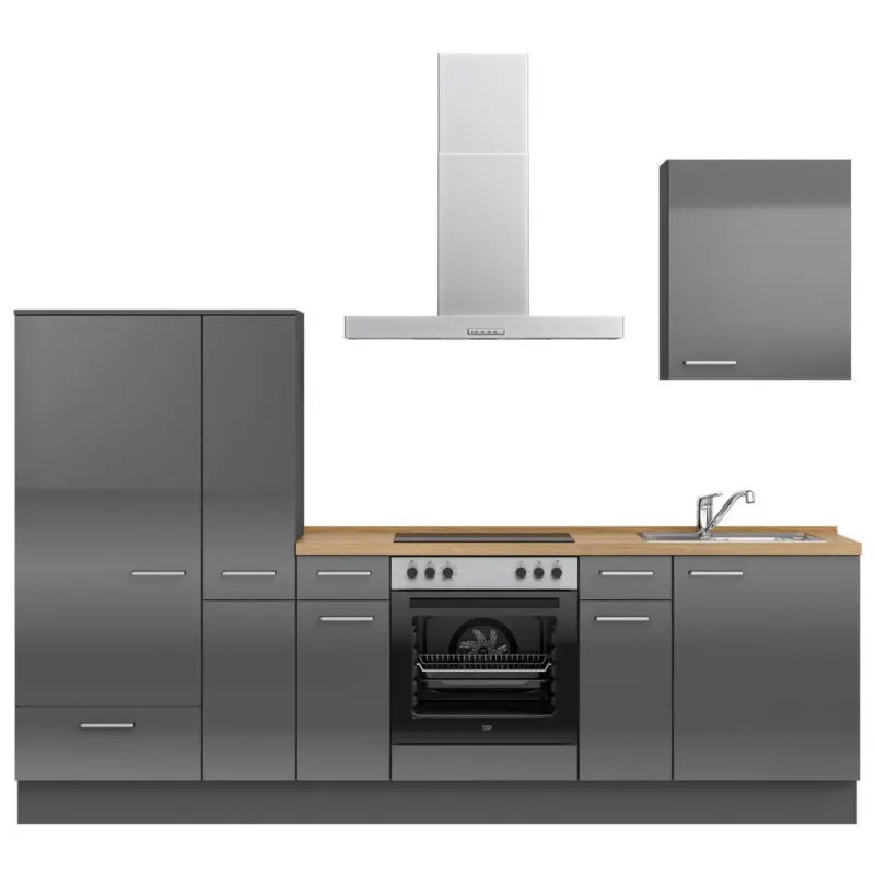 K&uuml;chenblock 270 cm in Eichefarben, Schieferfarben