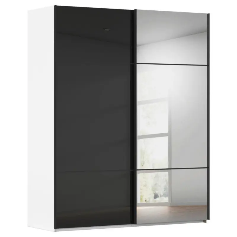 Schwebet&uuml;renschrank in Schwarz, Wei&szlig;