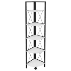 Eckregal in 34/160/34 cm Schwarz, Wei&szlig;