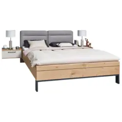 Bettanlage 180/200 cm in Anthrazit, Grau, Taupe, Eichefarben