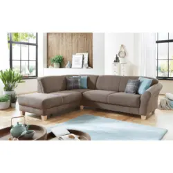 Ecksofa in Flachgewebe Taupe 212/257 cm