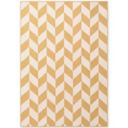 Flachwebeteppich 200/300 cm Haringey Wei&szlig;, Dunkelgelb