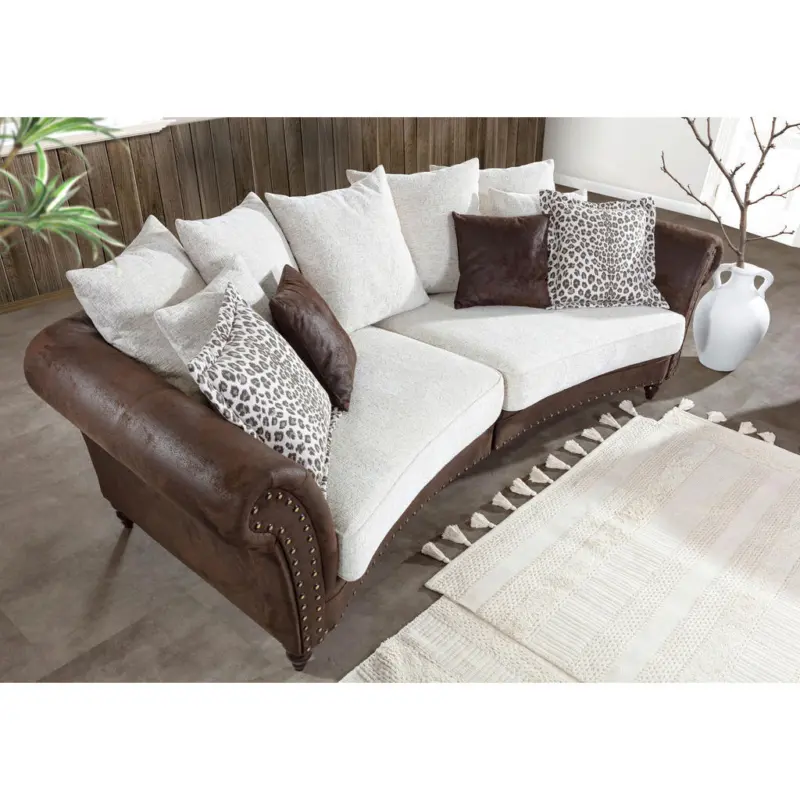 Megasofa in Mikrofaser Braun, Beige