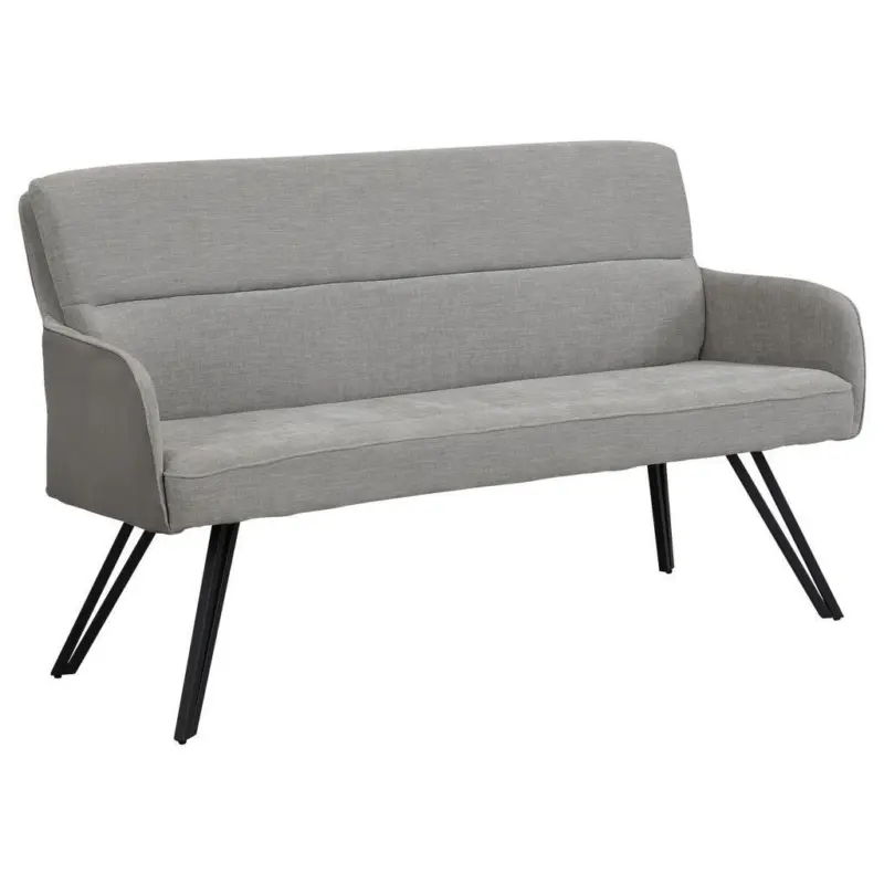 Sitzbank in Metall, Textil Schwarz, Hellgrau