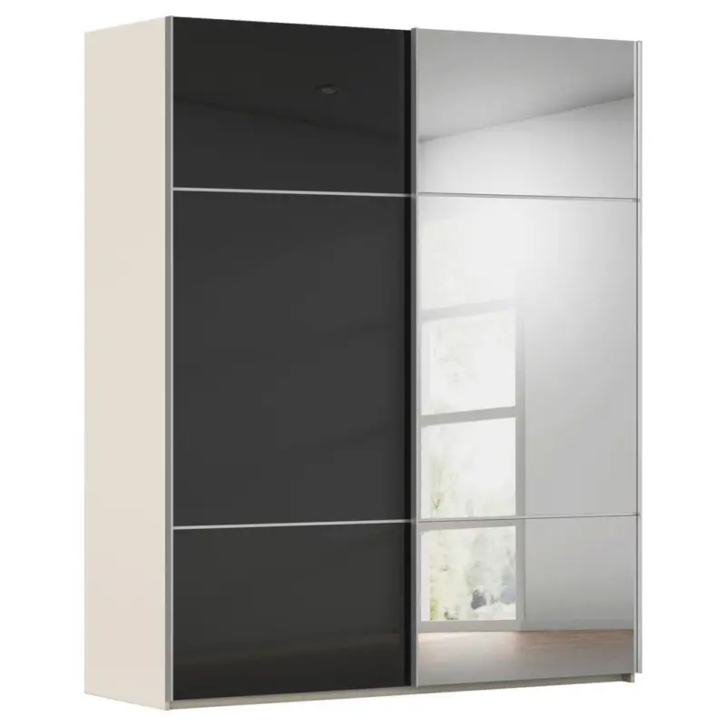 Schwebet&uuml;renschrank in Schwarz, Champagner