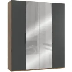 Dreht&uuml;renschrank in Graphitfarben, Eichefarben