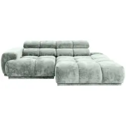 Ecksofa in Flachgewebe Hellblau 239/150 cm