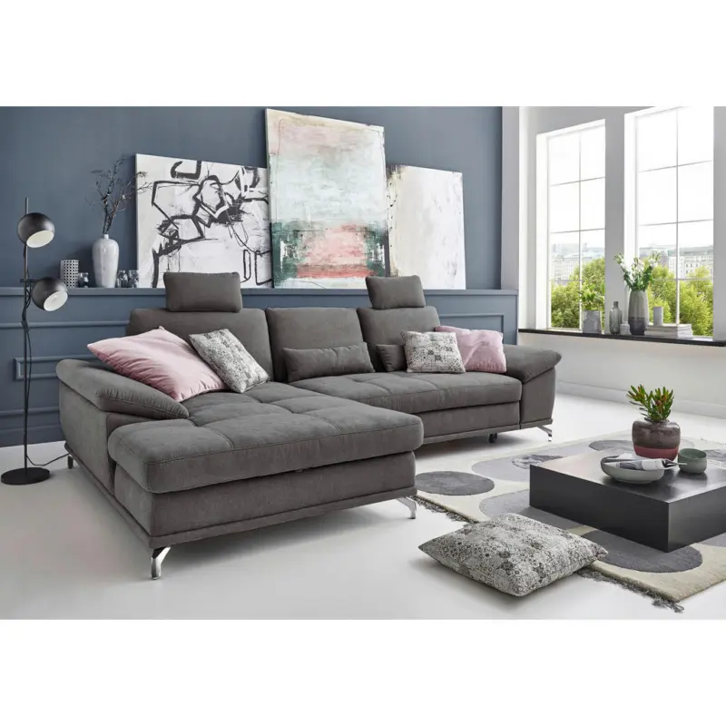 Ecksofa in Flachgewebe Grau
