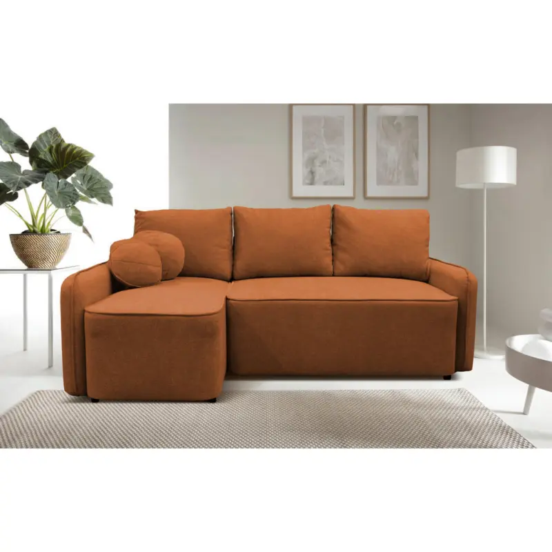 Ecksofa Fancy in Struktur, Boucl&eacute; Rostfarben