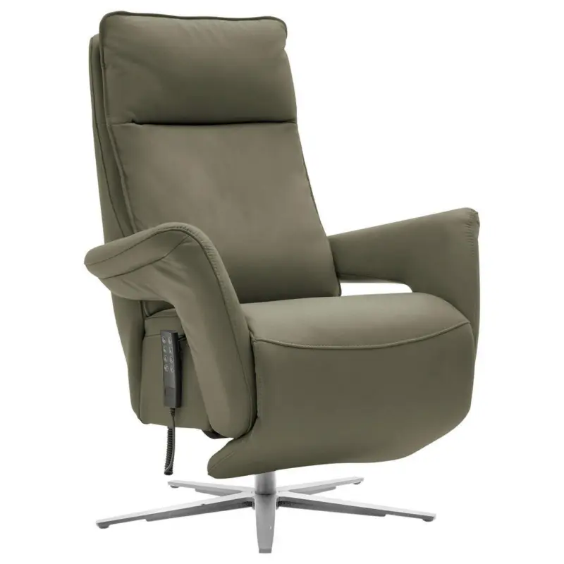 Relaxsessel in Leder Grau, Gr&uuml;n