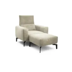 Sessel inkl. Hocker in Samt Naturfarben