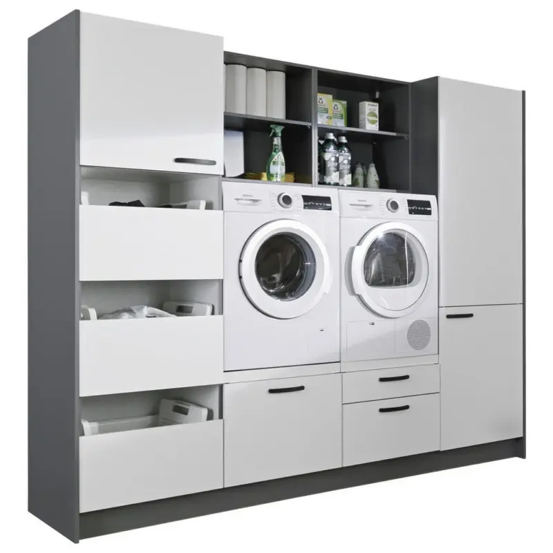 Hauswirtschaftsraum 245/195/60 cm in Anthrazit, Wei&szlig;