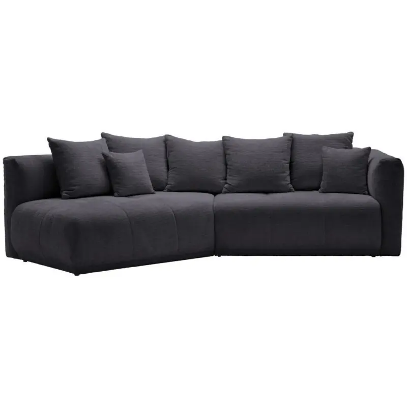 Ecksofa in Chenille Dunkelgrau 180/315 cm