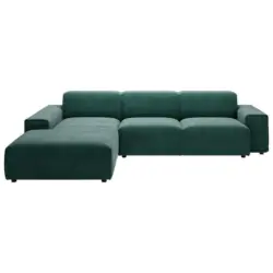 Ecksofa 9125 in Cord Dunkelgr&uuml;n 189/300 cm