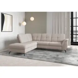 Ecksofa Zora E in Flachgewebe Greige 212/244 cm