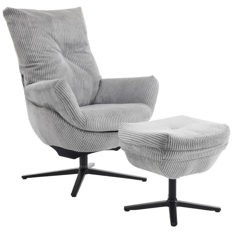 Relaxsesselset in Metall, Textil Grau, Schwarz