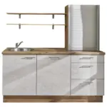 XXXLutz Lauterach - Ihr M&ouml;belhaus bei Bregenz K&uuml;chenblock 180 cm in Graphitfarben, Eichefarben