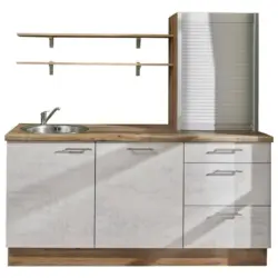 K&uuml;chenblock 180 cm in Graphitfarben, Eichefarben