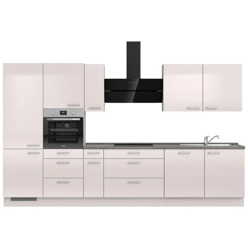 K&uuml;chenblock 360 cm in Schieferfarben, Hellgrau