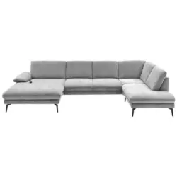 Wohnlandschaft in Velours Hellgrau