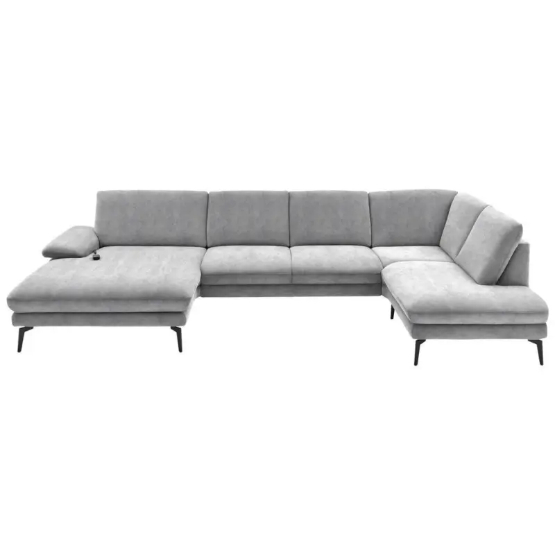 Wohnlandschaft in Velours Hellgrau