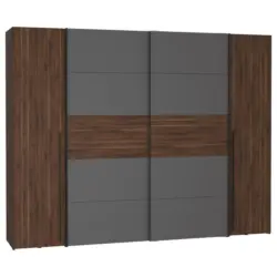 Kleiderschrank in Grau, Walnussfarben
