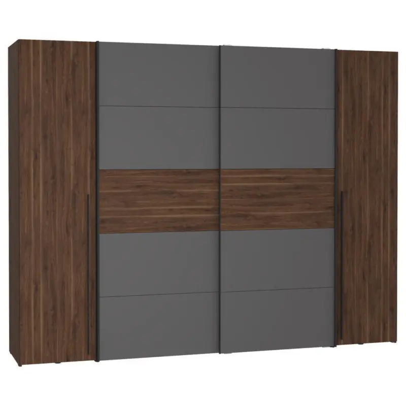 Kleiderschrank in Grau, Walnussfarben