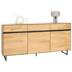 Sideboard Schwarz, Wildeiche 180/90/42 cm