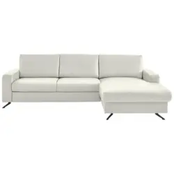 Ecksofa Beldomo premium in Echtleder Wei&szlig; 267/165 cm