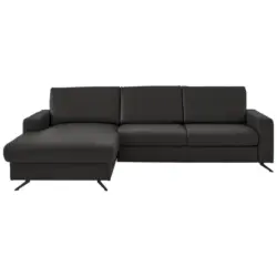 Ecksofa Beldomo premium in Echtleder Dunkelgrau 165/267 cm