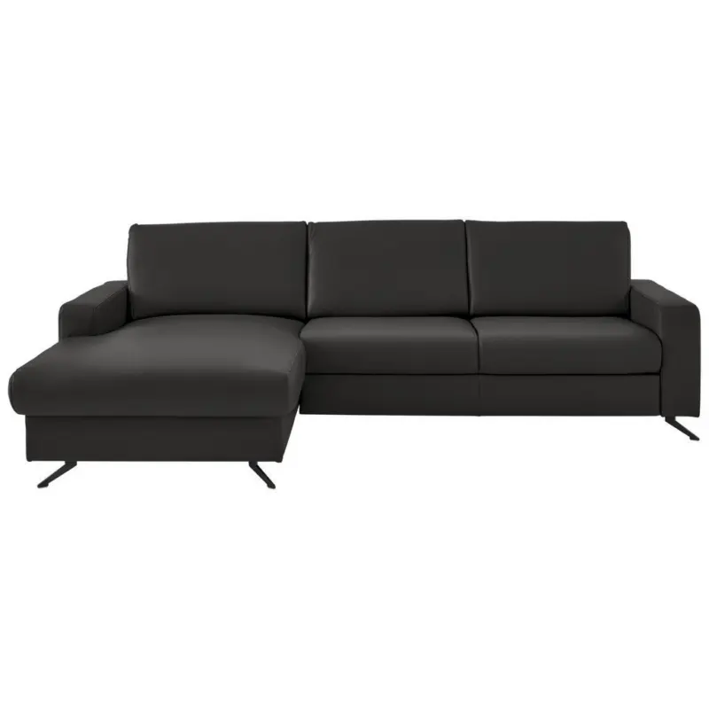 Ecksofa Beldomo premium in Echtleder Dunkelgrau 165/267 cm