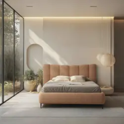 Polsterbett gepolstertes Kopfteil, Lattenrost, Bettkasten Terracotta 140/200 cm