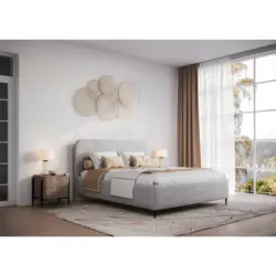 Polsterbett gepolstertes Kopfteil, Lattenrost, Bettkasten Grau 180/200 cm