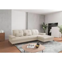 Ecksofa in Flachgewebe Creme 279/185 cm