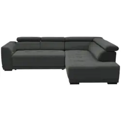 Ecksofa in Chenille Dunkelgrau 284/205 cm