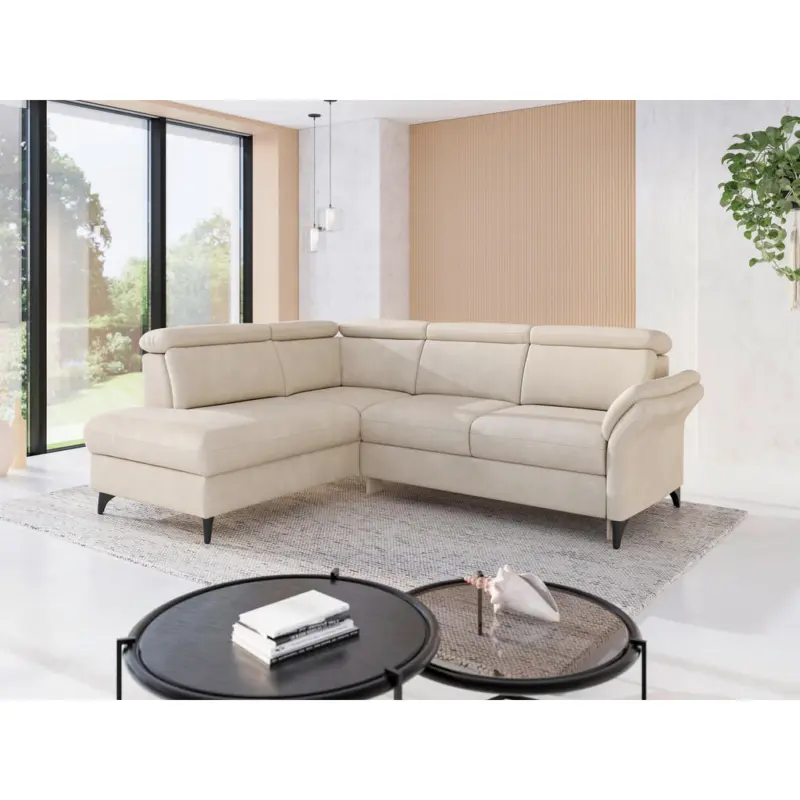 Ecksofa Glendale E in Chenille Sandfarben 193/247 cm