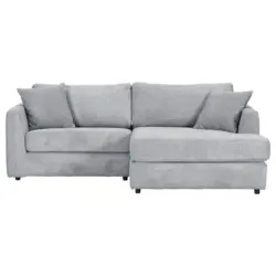 Ecksofa in Cord Hellgrau 234/170 cm