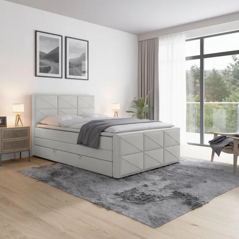 Boxspringbett 140/200 cm in Hellgrau