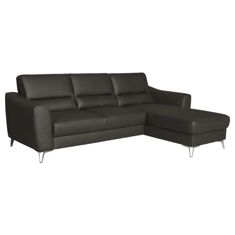 Ecksofa in Lederlook Echtleder Dunkelbraun 241/168 cm