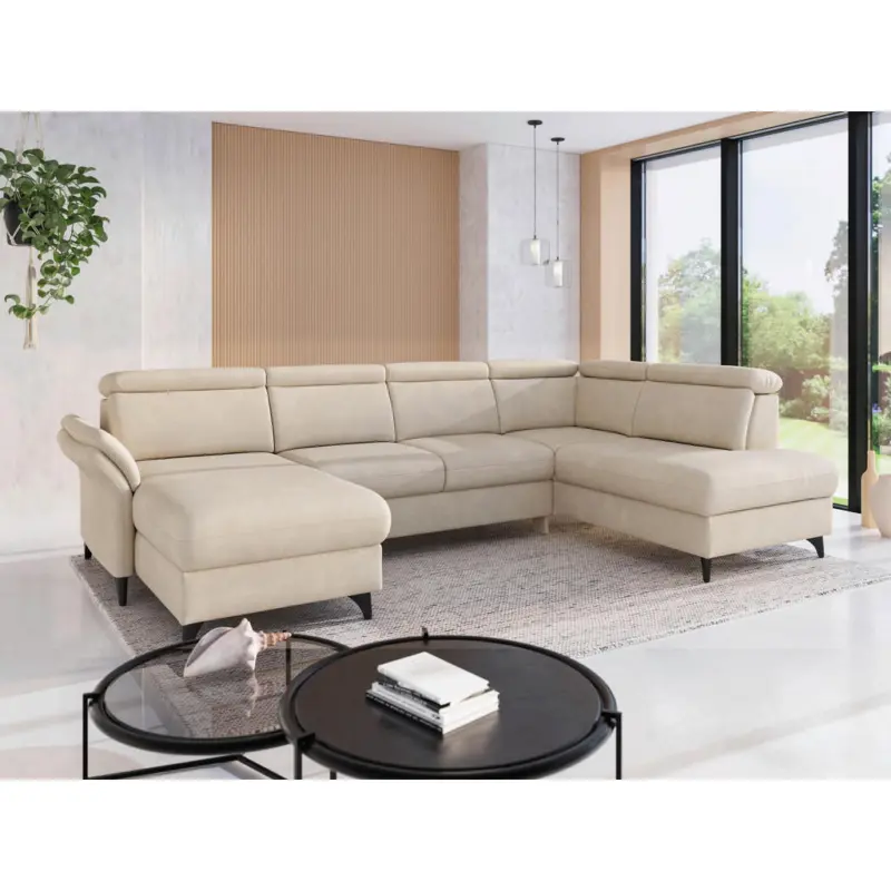 Wohnlandschaft Glendale E in Chenille Sandfarben