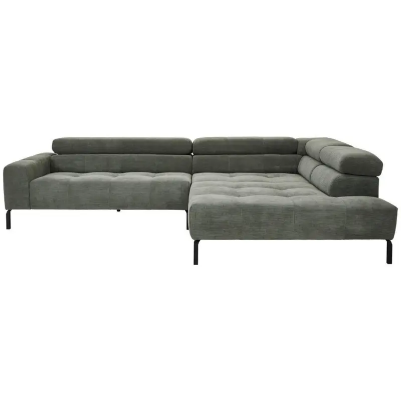 Ecksofa in Feincord Olivgr&uuml;n 311/219 cm