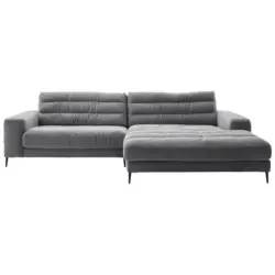 Ecksofa in Cord Dunkelgrau 296/207 cm