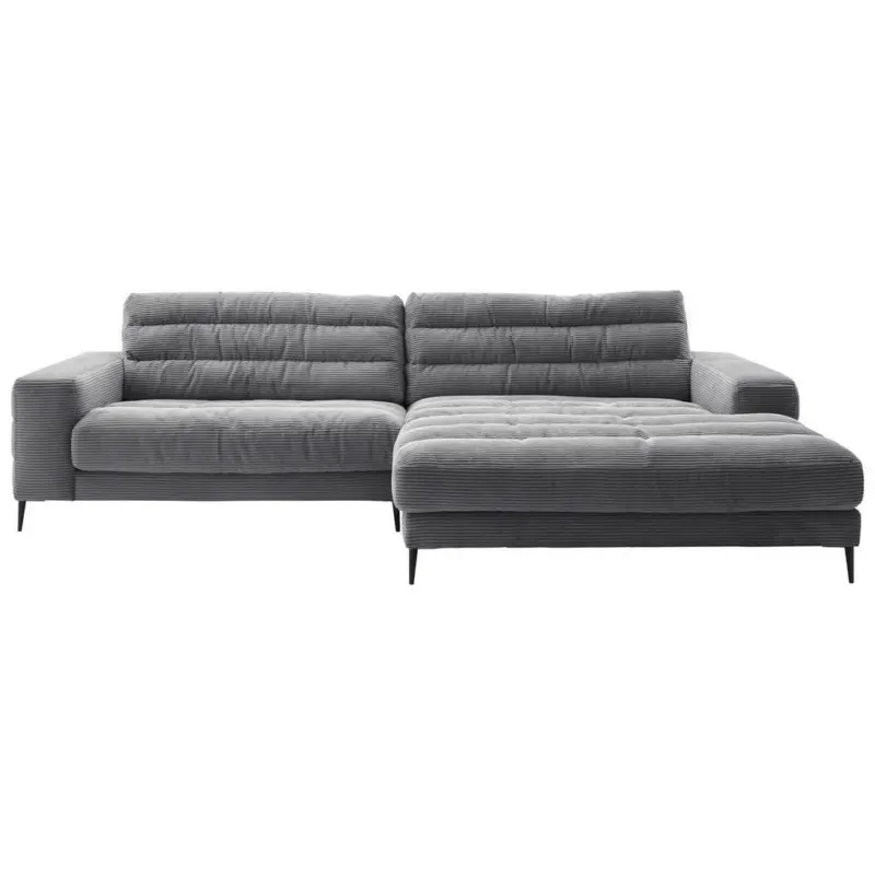 Ecksofa in Cord Dunkelgrau 296/207 cm