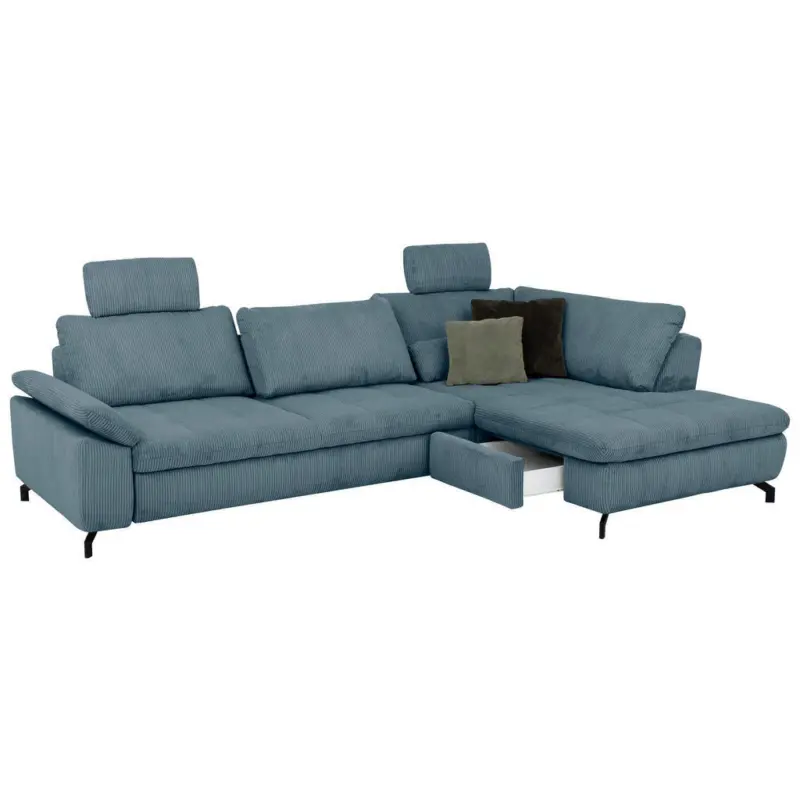 Ecksofa Sense in Cord, Velours Petrol