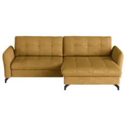 Ecksofa in Flachgewebe, Leinenoptik Currygelb 242/170 cm
