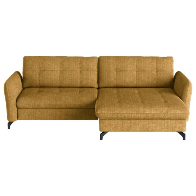 Ecksofa in Flachgewebe, Leinenoptik Currygelb 242/170 cm