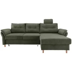 Ecksofa in Chenille Dunkelgr&uuml;n