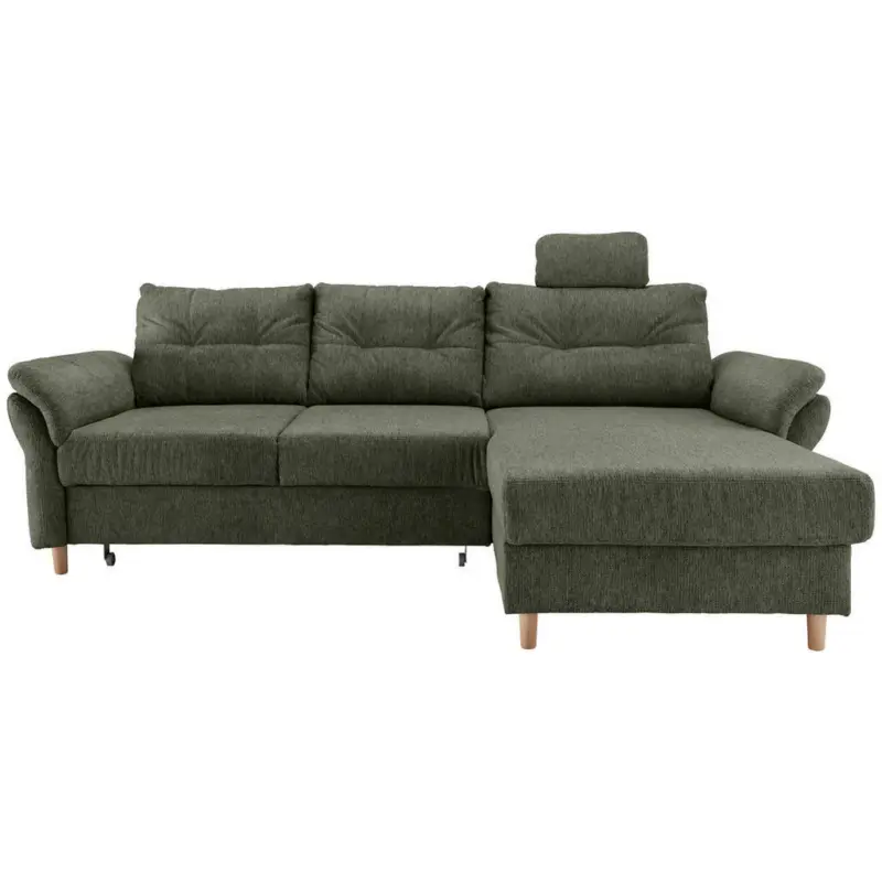 Ecksofa in Chenille Dunkelgr&uuml;n
